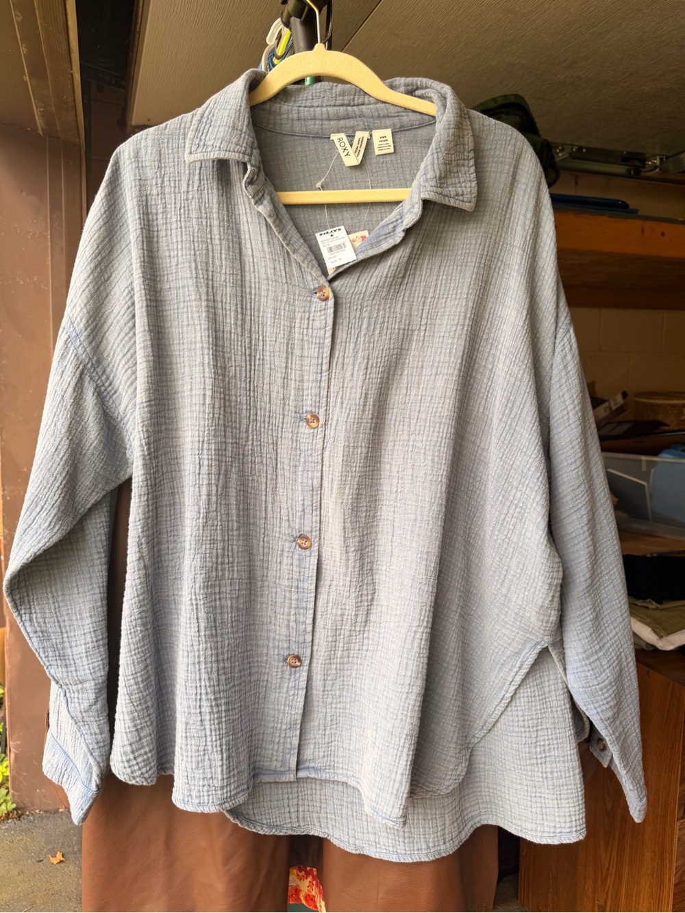 Women's Light blue Button-Down Gauze Shirt
